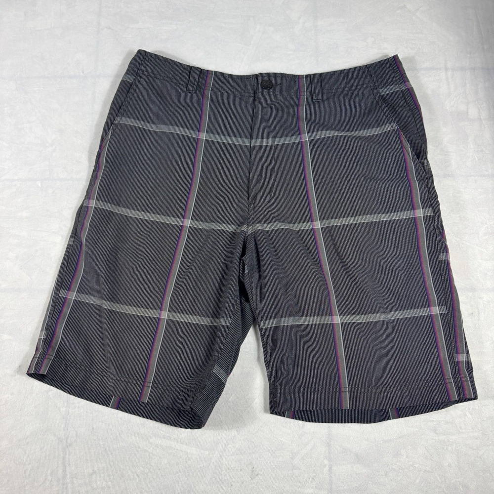 Champs Mens Shorts‎ Black Plaid Flat Front Slash Pockets Comfort Outdoor 38